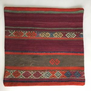 Turkish Throw Pillow Cover, Kilim Cushion. 20"x20"